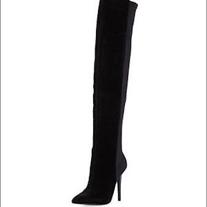 Neiman Marcus Black Leather- Lycra boot